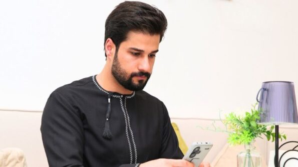 black Eid thobe styled for evening celebration