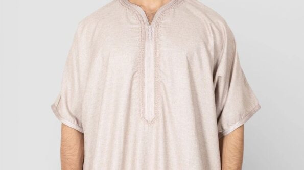 lightweight beige men’s jalabiya for summer wear