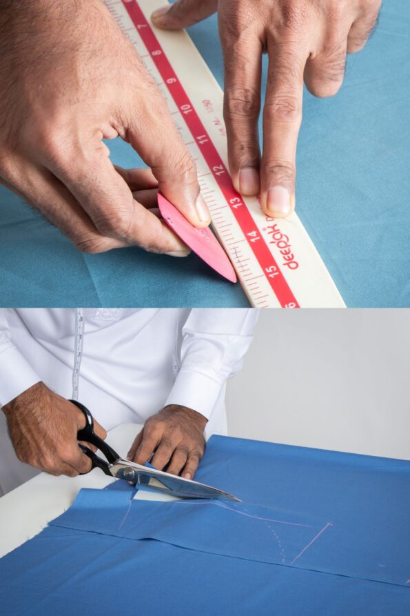 measuring tape and notebook for taking thobe measurements