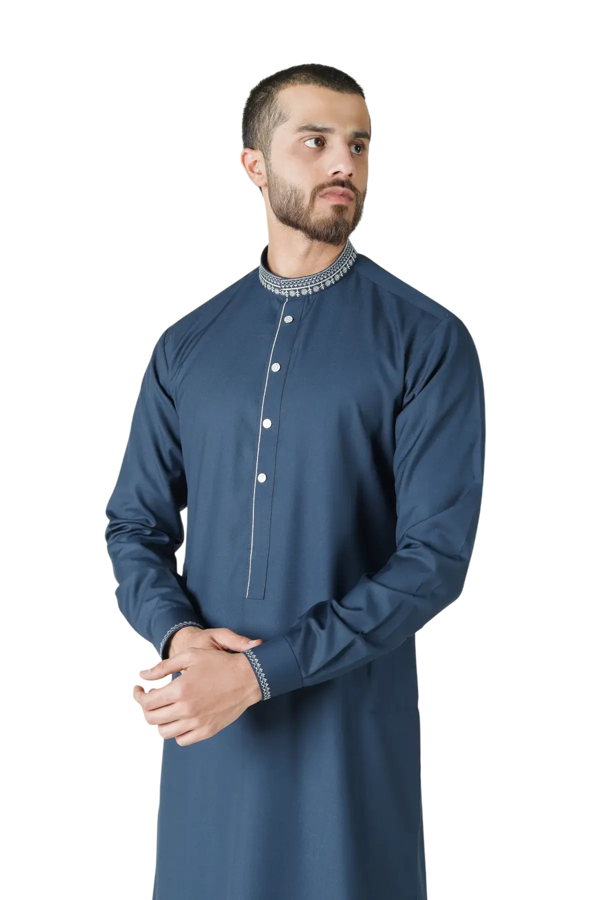 Kingship navy embroidered thobe full product view
