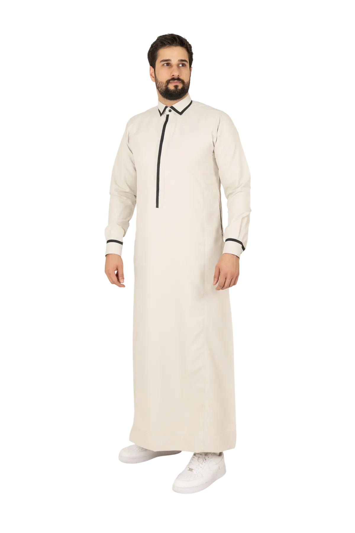 Affirm off-white contrast trim thobe full product view